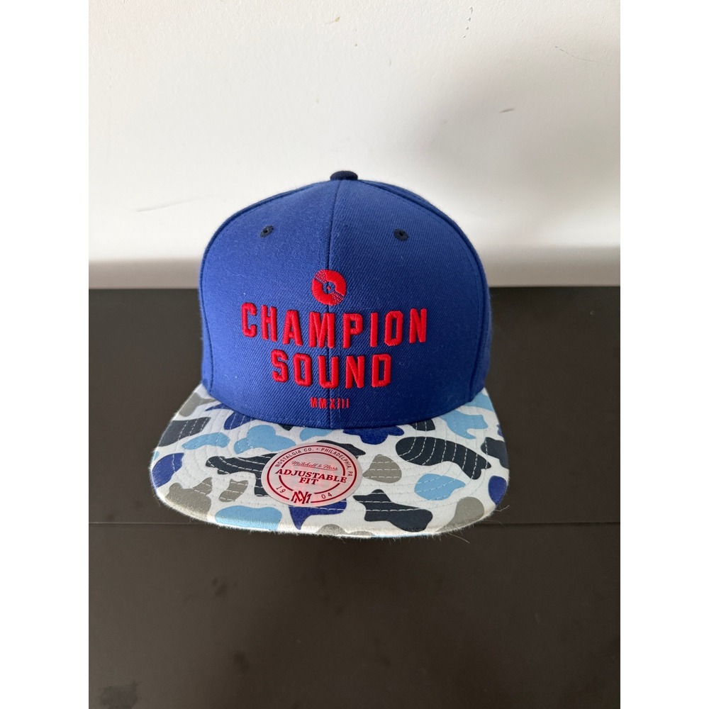 Mitchell & Ness Champion Sound Snapback Hat Blue Camo Brim JDilla Jaylib New